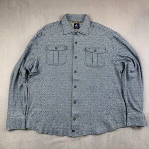 Johnnie-O Mens Carl Stretch Knit Flannel Lodge Shirt XL Twilight Blue Striped